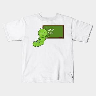 Caterpillar as Teacher with Blackboard in Class Kids T-Shirt